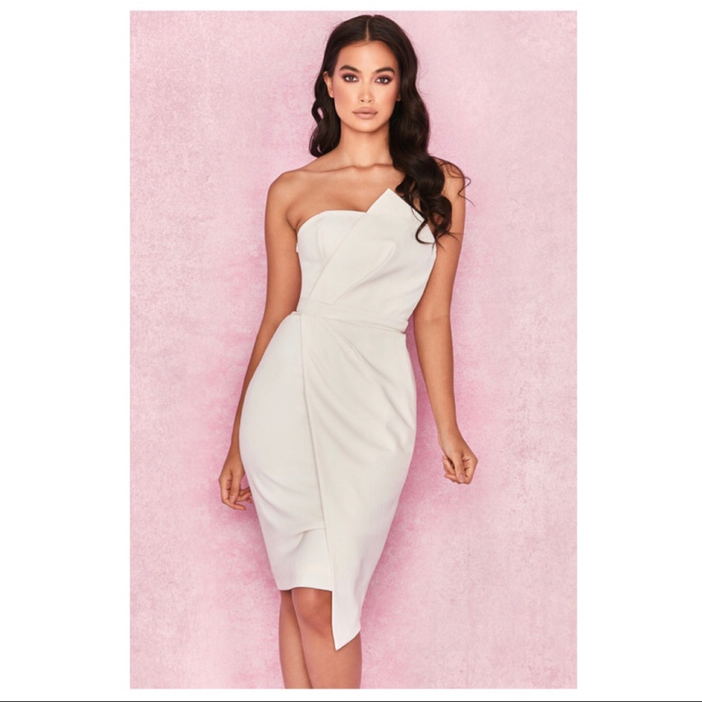 White strapless UMA DRESS- House of CB